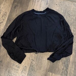 AE Tachma Tech Cropped Black Women's Drawstring Hem Sweatshirt